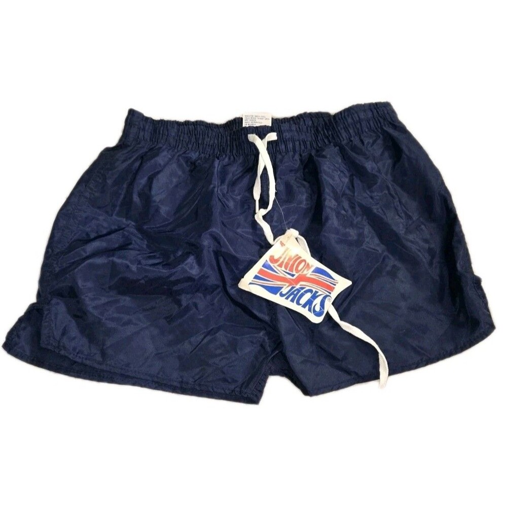 Union Jacks Soccer Shorts Mens 28" 30"  Dark Blue Navy Nylon Vintage 90s Youth
